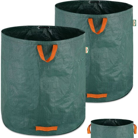 GARDEBRUK - 2x Sacs de jardin 500L 50 kg sac de déchets ordures végétaux tissu renforcé pliable hydrofuges sac