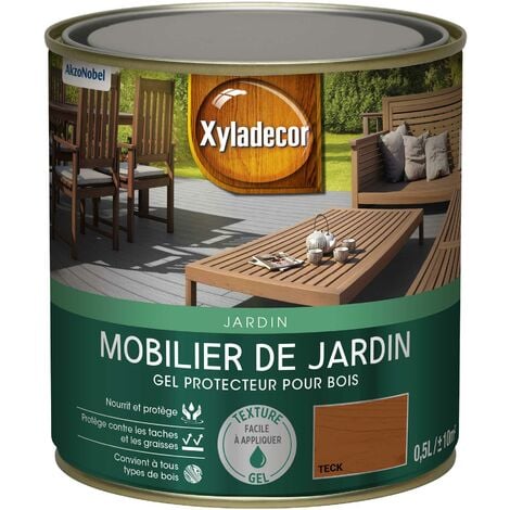 Gel protecteur pour bois exterieur - Mobilier de jardin - aspect mat teck 0,5 L - Xyladecor