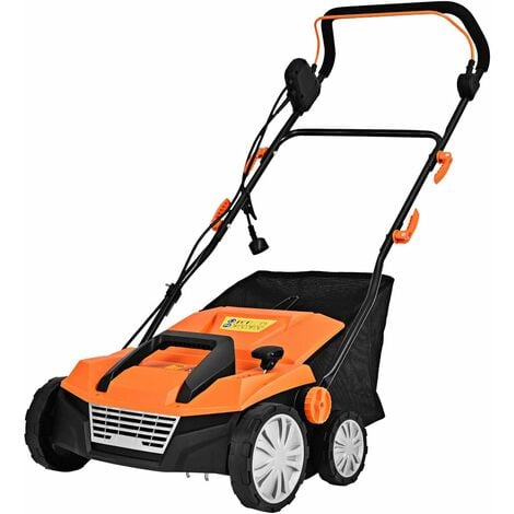 GOPLUS Scarificateur Électrique 2 en 1-45L Sac de Collecte-Aérateur de Pelouse-Hauteur Réglable à 5 Niveaux-Poignée Pliable Orange