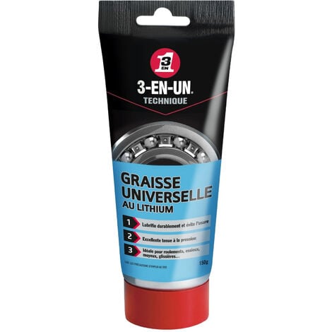 Graisse universelle 3-EN-UN TECHNIQUE Lithium, Multi-usages, Tube de 150 g