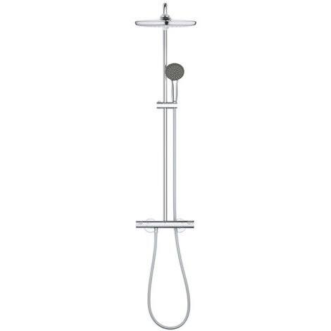Grohe Quickfix Colonne de douche thermostatique XXL Round 250 + Douchette 2 jets, Chrome (26816022)