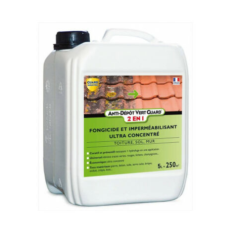 Guard Industrie Anti Dépôt Vert Guard 2en1 - Nettoyant Imperméabilisant Invisible Anti Verdissure - 5 L traite 250 m²