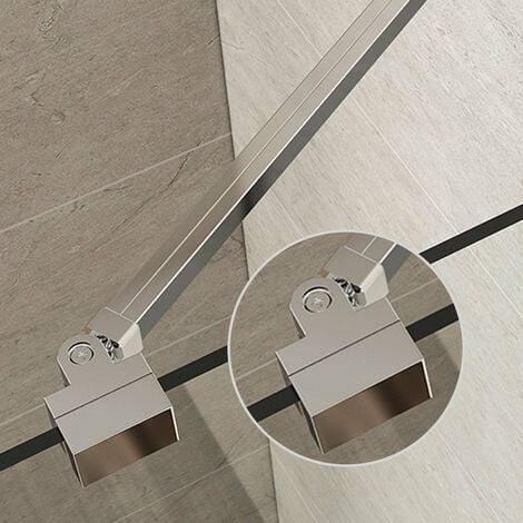 Heilmetz Stabilisateur pour Verre Épaisseur 6-8mm, Support de Verre Orientable à 180°, Barre de Stabilisation de Douche (Argentés)
