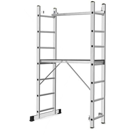 HIGH Echelle 2 plans en aluminium modulable echafaudage escabeau plateforme de travail 7 marches