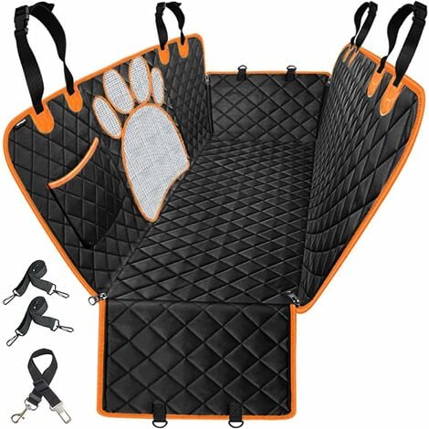 Housses de Siège d'auto pour Chien Protection Voiture Chien avec Poche de Rangement Imperméable Housse Protection de Siège d'arrière Housse Banquette pour Voiture et SUV Orange