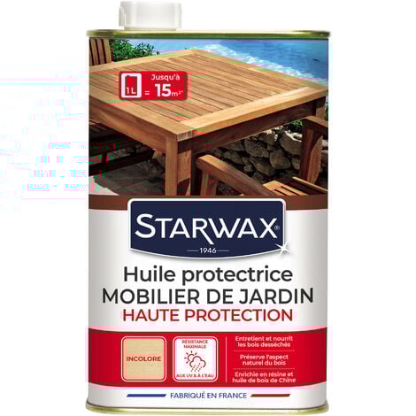 Huile haute protection teck & bois exotiques pour mobilier de jardin incolore 1L STARWAX
