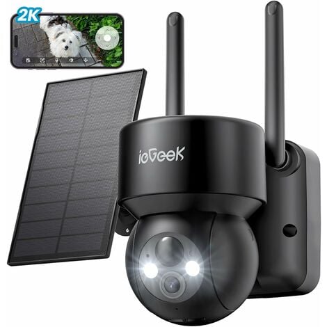ieGeek 2K Caméra Surveillance WiFi Extérieure sans Fil Solaire 360°PTZ Vision Nocturne Couleur PIR Détection Humaine Sirène d'alarme