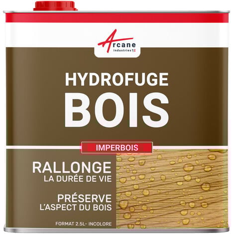Imperméabilisant hydrofuge bois extérieur et saturateur Permet de conserver l aspect naturel : teck, pin, bois exotique, chêne - 2.5 L (jusqu'à 12.5 m²) - ARCANE INDUSTRIES