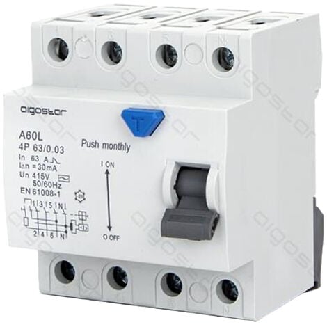 INTERRUPTEUR DE CIRCUIT DIFFERENTIEL DE SÉCURITÉ AC 4P 63A 30mA 30mA 415V PROTECTION DE LA MASSE