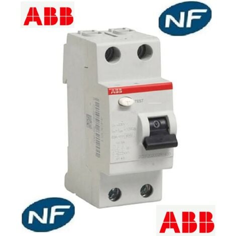 Interrupteur différentiel   2P 40A 30ma - type  AC - à vis ABB 443051