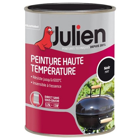 JULIEN - Peinture haute température 250 ml - noir mat