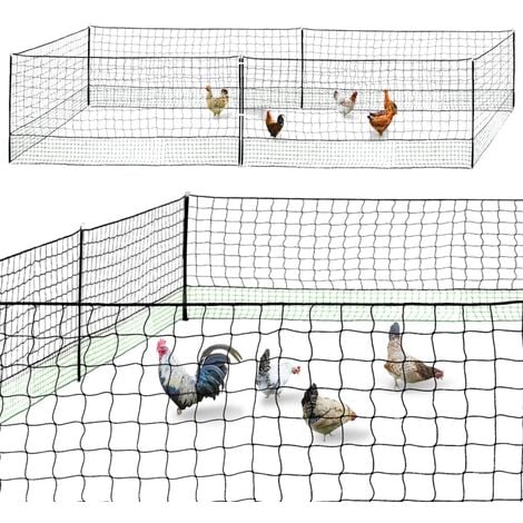 Kit clôture filet à poules 12 M avec porte 6 piquets double pointe