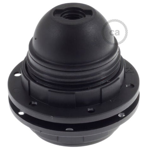 Kit douille E27 en thermoplastique avec écrou double bague pour abat-jour Noir