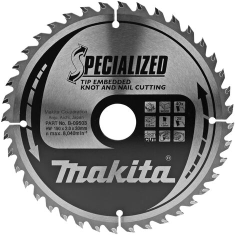 LAME MAKITA B-33180 Ø190 mm TROU 30 mm 40 DENTS