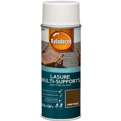 Lasure aérosol multi-supports tous types de bois extérieur - aspect mat chêne foncé 400 mL - Xyladecor