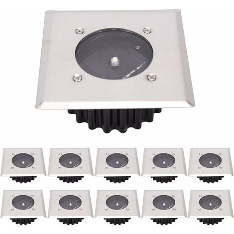 LED Lampe solaire au sol 10 Pack, lumière extérieure, Réverbère Lumières, Ensevelies Lumière, étanche IP65 (Blanc Froid) [Classe énergétique A+]