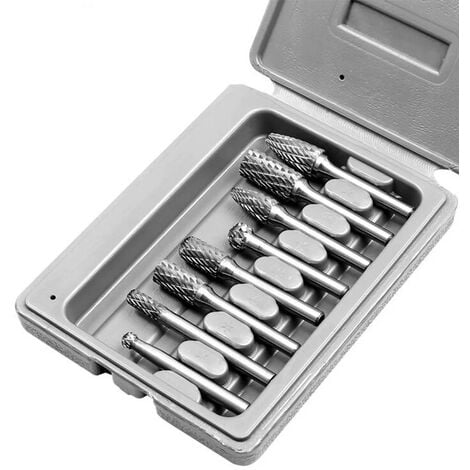 Lime Rotative Électrique en Acier au Carbure - 6 mm à 12 mm de Haut pour Meulage du Bois et du Métal (Lot de 8)