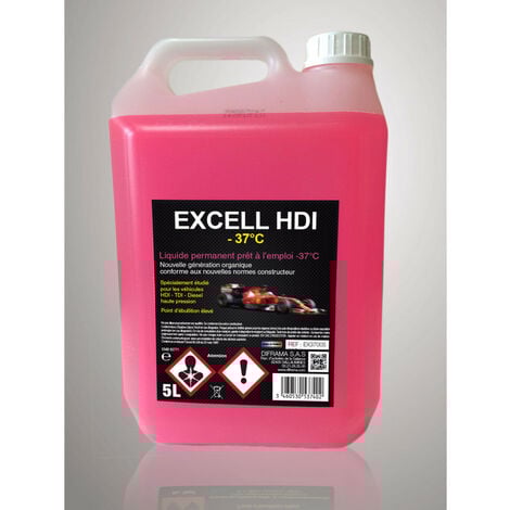 Liquide de refroidissement Excell- HDI -37°c, spécial TDI-HDI - Bidon de 5 litres