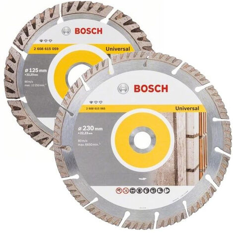 Lot 2 Disques diamant BOSCH 125 mm / 230 mm spécial maçon - 06159975H9