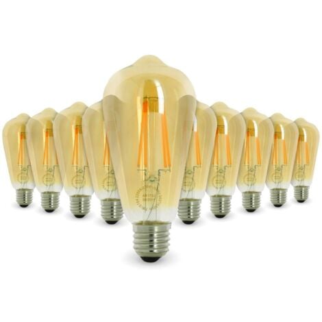 Lot de 10 AMPOULES LED E27 7W ST64 2700 K Type Edison  Température de Couleur: Blanc chaud 2200K