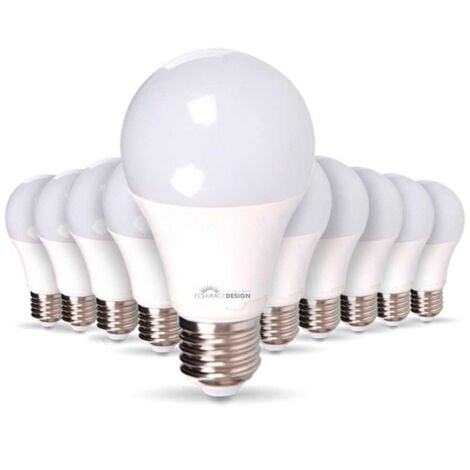 Lot de 10 Ampoules LED E27 équivalent 60W 806lm Blanc Chaud