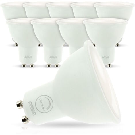 Lot de 10 Ampoules LED GU10 7W eq. 60W  Dimmable  Température de Couleur: Blanc neutre 4000K