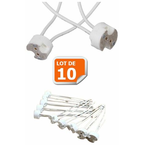 Lot de 10 Douilles Culot GU5.3 (MR16) pour Ampoule Halogène ou Led