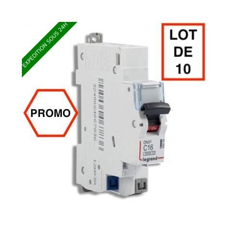 LOT DE 10 // LEGRAND DNX3 Disjoncteur 16A auto PH+N courbe C 4.5kA 230V - 406783