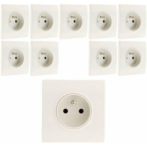 Lot de 10 prises 2P+T 16A borne-auto + griffes Diwone Blanc - Diwone