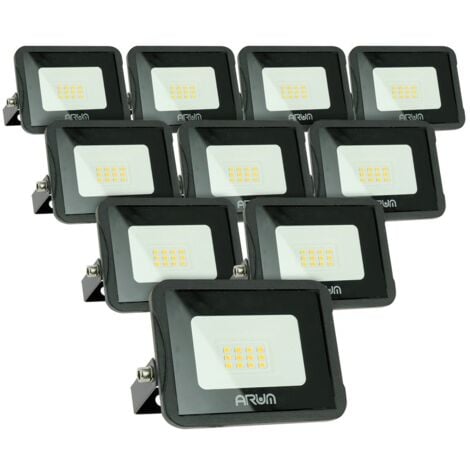 Lot de 10 projecteurs LED 10W IP65 extérieur  Température de Couleur: Blanc Chaud 3000K