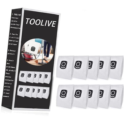 Lot de 10 sacs d'aspirateur - Pour Rowenta Hygiene + ZR200520, Pour Rowenta Compact Power, X-Trem Power et Silence Force