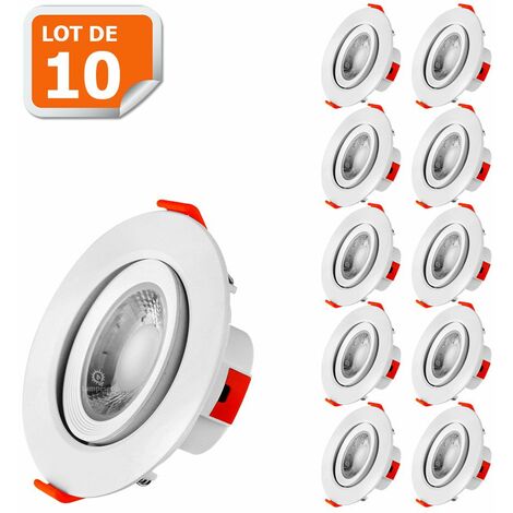 Lot de 10 Spot LED encastrable pour plafond 5W Blanc Neutre transformateur intégré