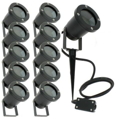 Lot de 10 Spots Extérieurs à Piquet pour LED GU10 Éclairage de Jardin
