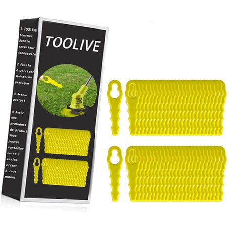 Lot de 100 Lames de Rechange compatible pour Ryobi Coupe Bordure, Têtes Double Lames Dentelées RAC155 RAC157 RAC158