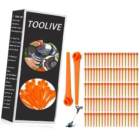Lot de 100 Lames de Rechange en Plastique pour Coupe-Bordures Gardena 9823 9825 9820 9821 Lames débroussailleuse 70mm