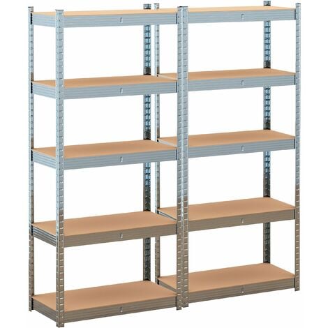 Lot de 2 Etagères modulables charges lourdes en métal 5 plateaux