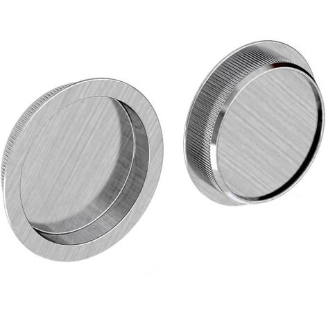 Lot de 2 poignées à encastrer rondes, acier finition satiné