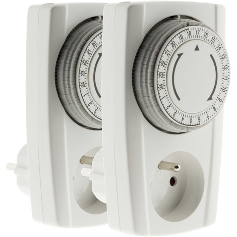 Lot de 2 prises programmables mécaniques 24h - Noir & Blanc - Otio