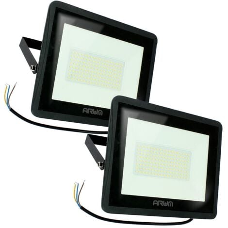 Lot de 2 Projecteur LED ATRIA 100W NOIR Eq 800W  IP66 extérieur  Température de Couleur: Blanc Froid 6000K