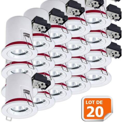 Lot de 20 Spot BBC Orientable diametre 100mm avec douille GU10 automatique ref. 8025