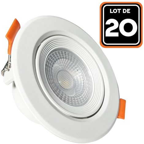 Lot de 20 Spots LED Encastrable Rond 5W - Blanc Froid 6500K
