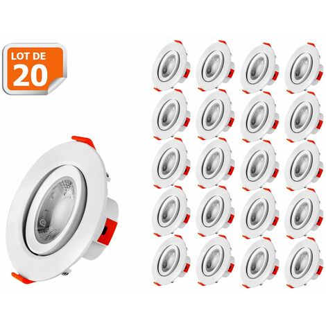 Lot de 20 Spots LED LAMPESECOENERGIE - Encastrables pour plafond - 5W - Blanc Neutre - Transformateur intégré