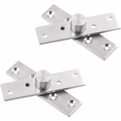 Lot de 2 charnières de porte pivotantes à 360 degrés en acier inoxydable avec vis de fixation 75 x 17 mm