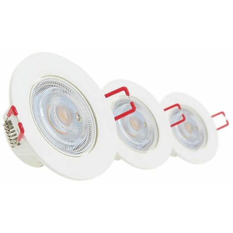 Lot de 3 Spots Encastrable LED Intégrés - Dimmable et Orientable - cons. 4.5 (eq. 50W) - 345 lumens - Blanc chaud