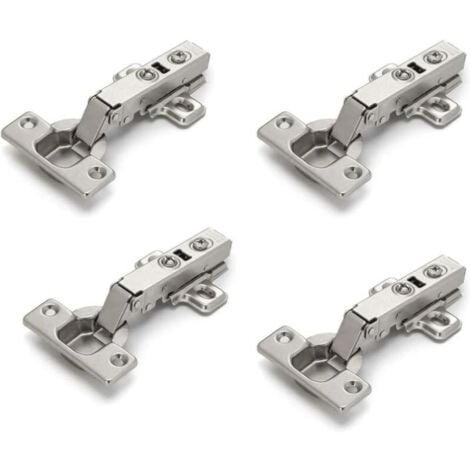 Lot de 4 charnières pour porte de placard, porte meuble, angle plié, fermeture lente, pas de fente nécessaire, facile à installer