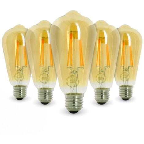 Lot de 5 AMPOULES LED E27 7W ST64 2700K Type Edison  Température de Couleur: Blanc chaud 2200K