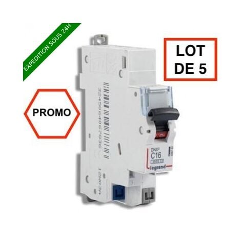 LOT DE 5 // LEGRAND DNX3 Disjoncteur 16A auto PH+N courbe C 4.5kA 230V - 406783