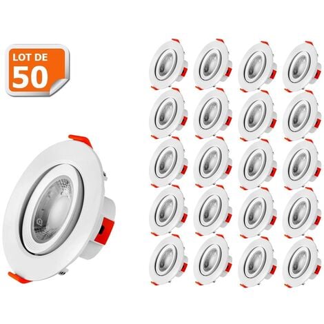 Lot de 50 Spot LED encastrable pour plafond 5W Blanc Neutre transformateur intégré