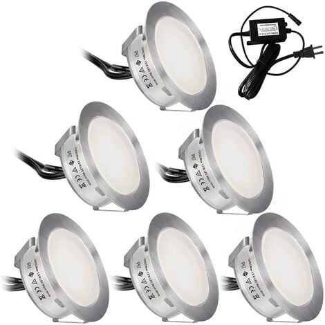 Lot de 6 φ55mm IP67 imperméabilisent la basse tension 12V - lumière blanche