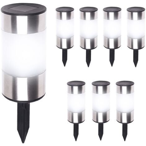 Lot de 8 bornes solaires design inox 2 en 1